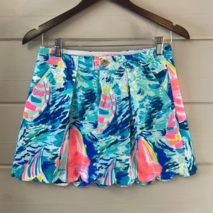 Lilly Pulitzer Blue Colorful Scalloped Colette Skort Size 2.